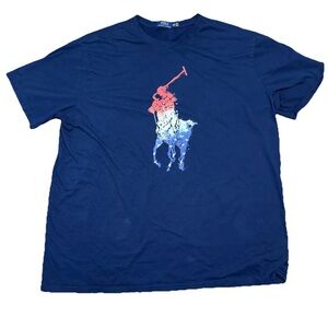 Polo Ralph Lauren Shirt Men’s 3XLT Navy Blue Big Pony Graphic T-Shirt USA